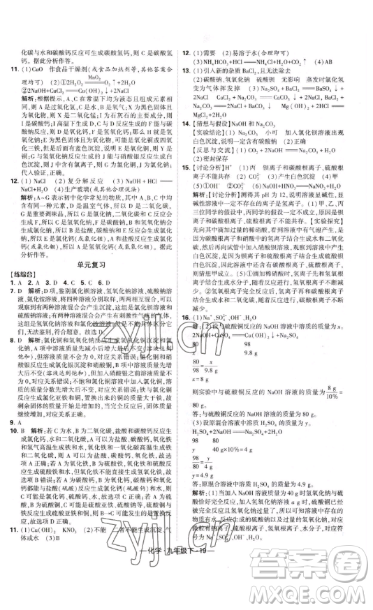 寧夏人民教育出版社2023經(jīng)綸學(xué)典課時(shí)作業(yè)九年級(jí)下冊(cè)化學(xué)人教版答案