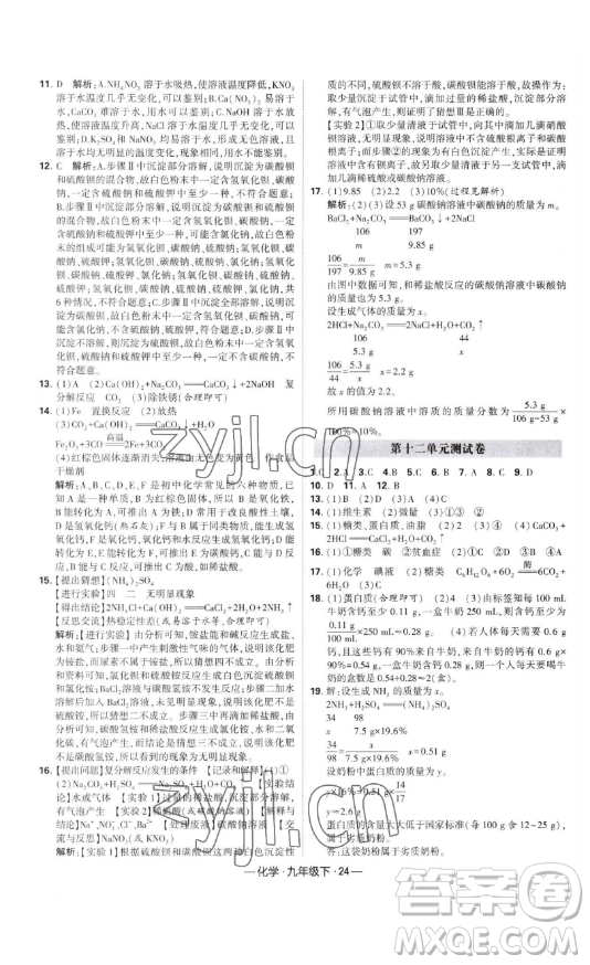 寧夏人民教育出版社2023經(jīng)綸學(xué)典課時(shí)作業(yè)九年級(jí)下冊(cè)化學(xué)人教版答案