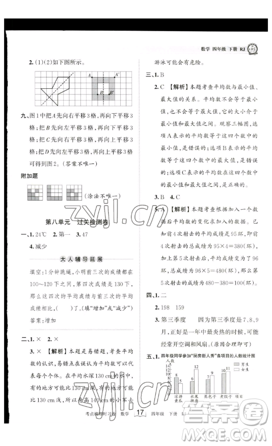 江西人民出版社2023王朝霞考點梳理時習卷四年級下冊數學人教版答案