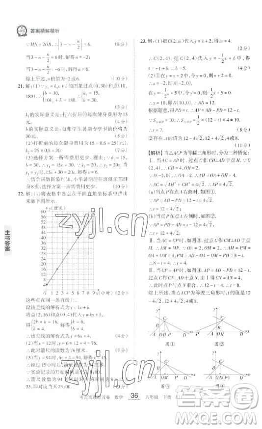 江西人民出版社2023王朝霞考點梳理時習卷八年級下冊數(shù)學人教版答案