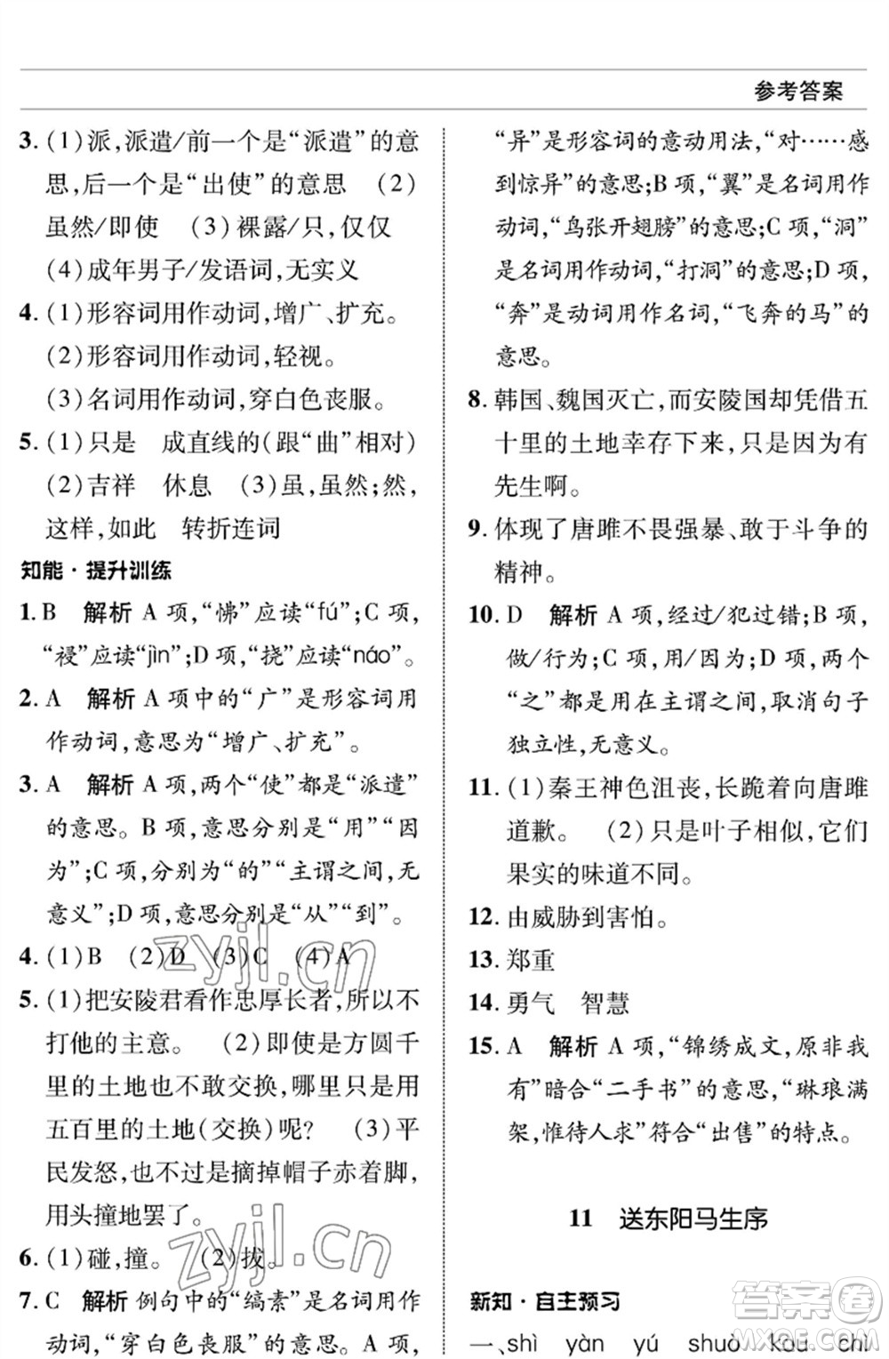 北京師范大學(xué)出版社2023語(yǔ)文配套綜合練習(xí)九年級(jí)下冊(cè)人教版參考答案