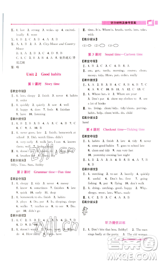 江蘇鳳凰美術(shù)出版社2023高分拔尖提優(yōu)訓(xùn)練六年級(jí)下冊(cè)英語(yǔ)譯林版江蘇專版參考答案