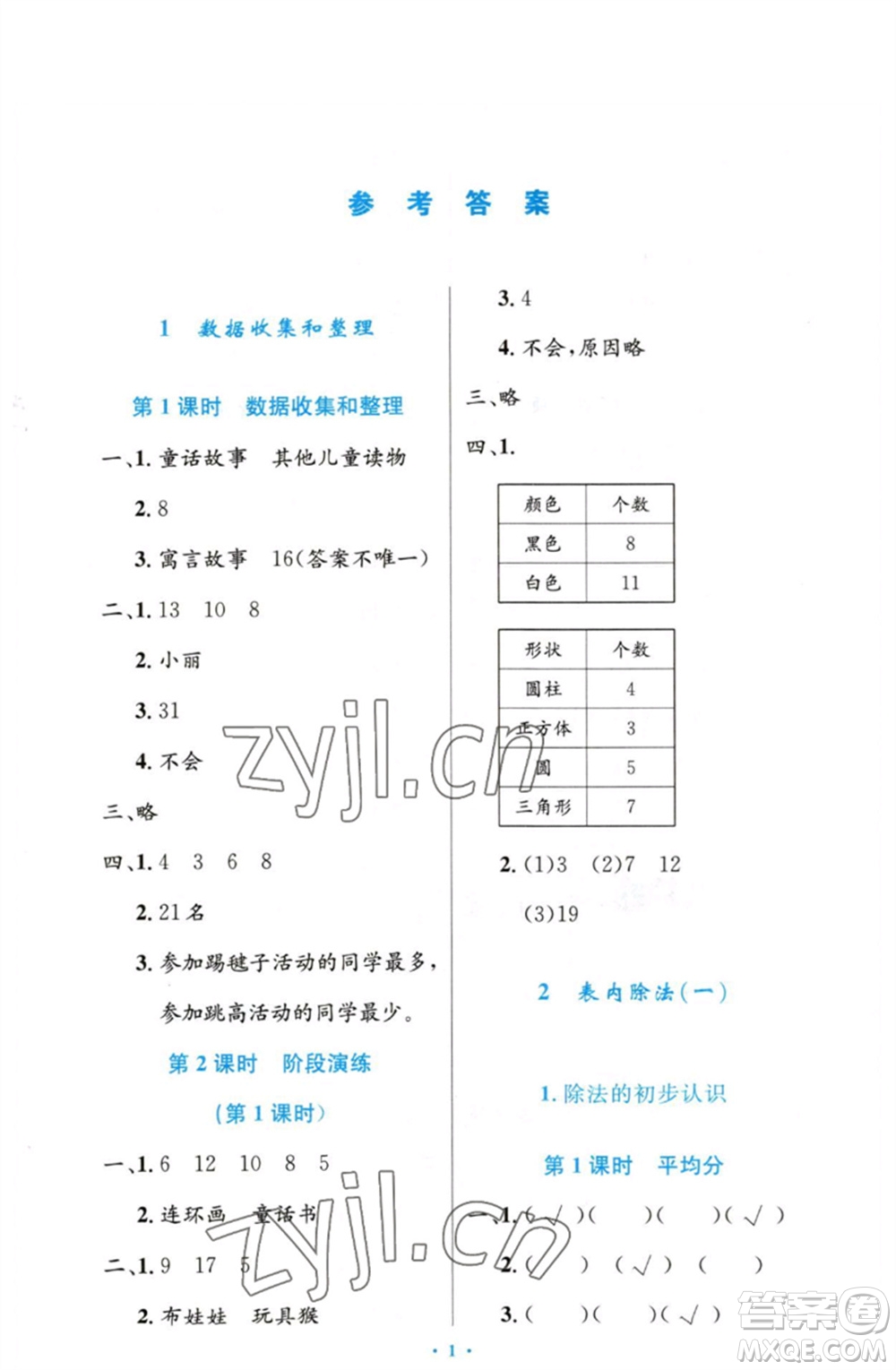 人民教育出版社2023小學(xué)同步測控優(yōu)化設(shè)計(jì)二年級數(shù)學(xué)下冊人教版增強(qiáng)版參考答案