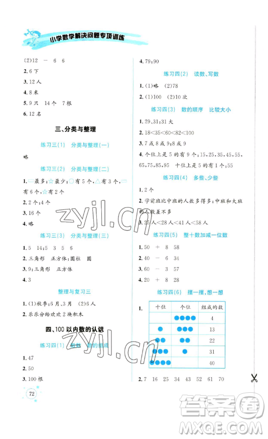 云南科技出版社2023解決問題專項訓(xùn)練二年級數(shù)學(xué)下冊人教版參考答案