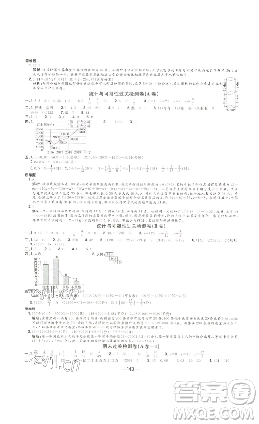 江西教育出版社2023陽光同學(xué)一線名師全優(yōu)好卷六年級數(shù)學(xué)下冊蘇教版參考答案