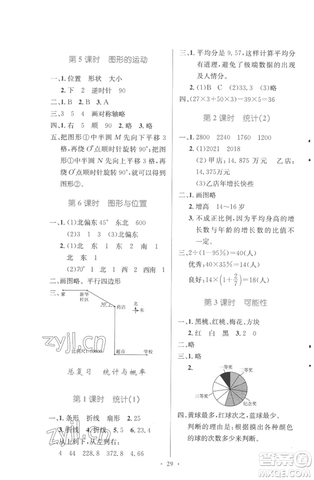 北京師范大學出版社2023小學同步測控優(yōu)化設(shè)計六年級數(shù)學下冊北師大版參考答案