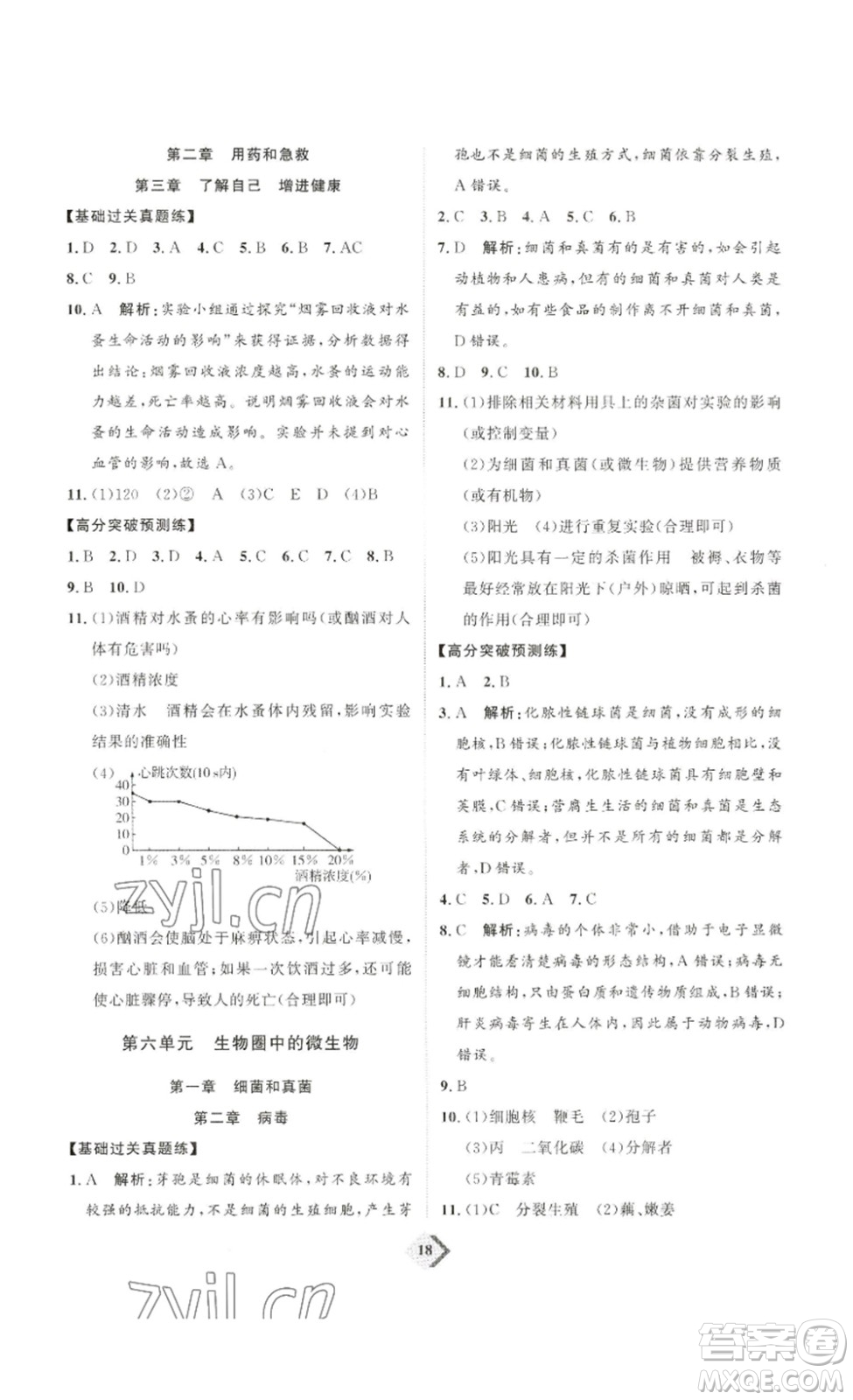 延邊教育出版社2023最新版優(yōu)+學(xué)案贏在中考生物講練版魯教版54學(xué)制答案