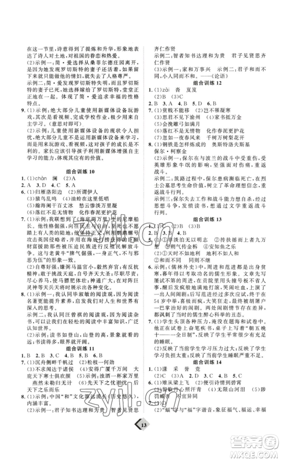 延邊教育出版社2023最新版優(yōu)+學(xué)案贏在中考語(yǔ)文答案