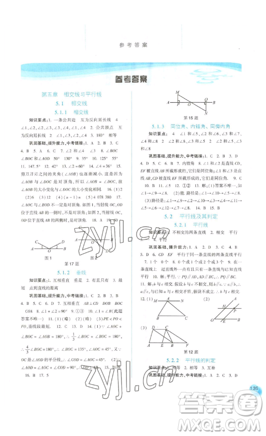 河北人民出版社2023同步訓(xùn)練七年級(jí)數(shù)學(xué)下冊(cè)人教版參考答案