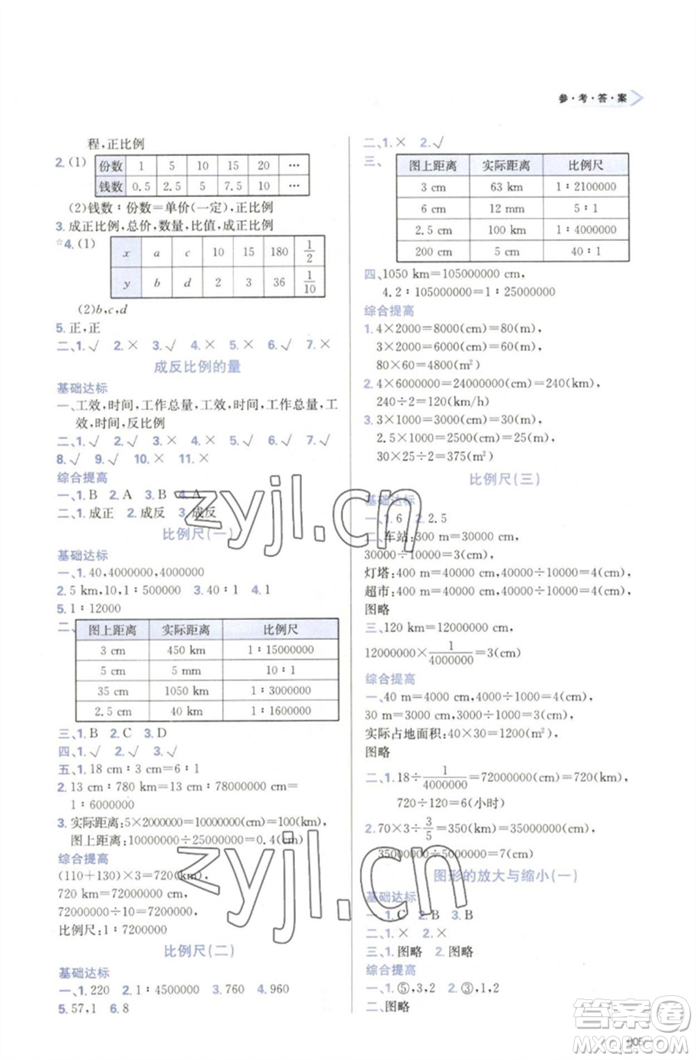 天津教育出版社2023學(xué)習(xí)質(zhì)量監(jiān)測六年級數(shù)學(xué)下冊人教版參考答案