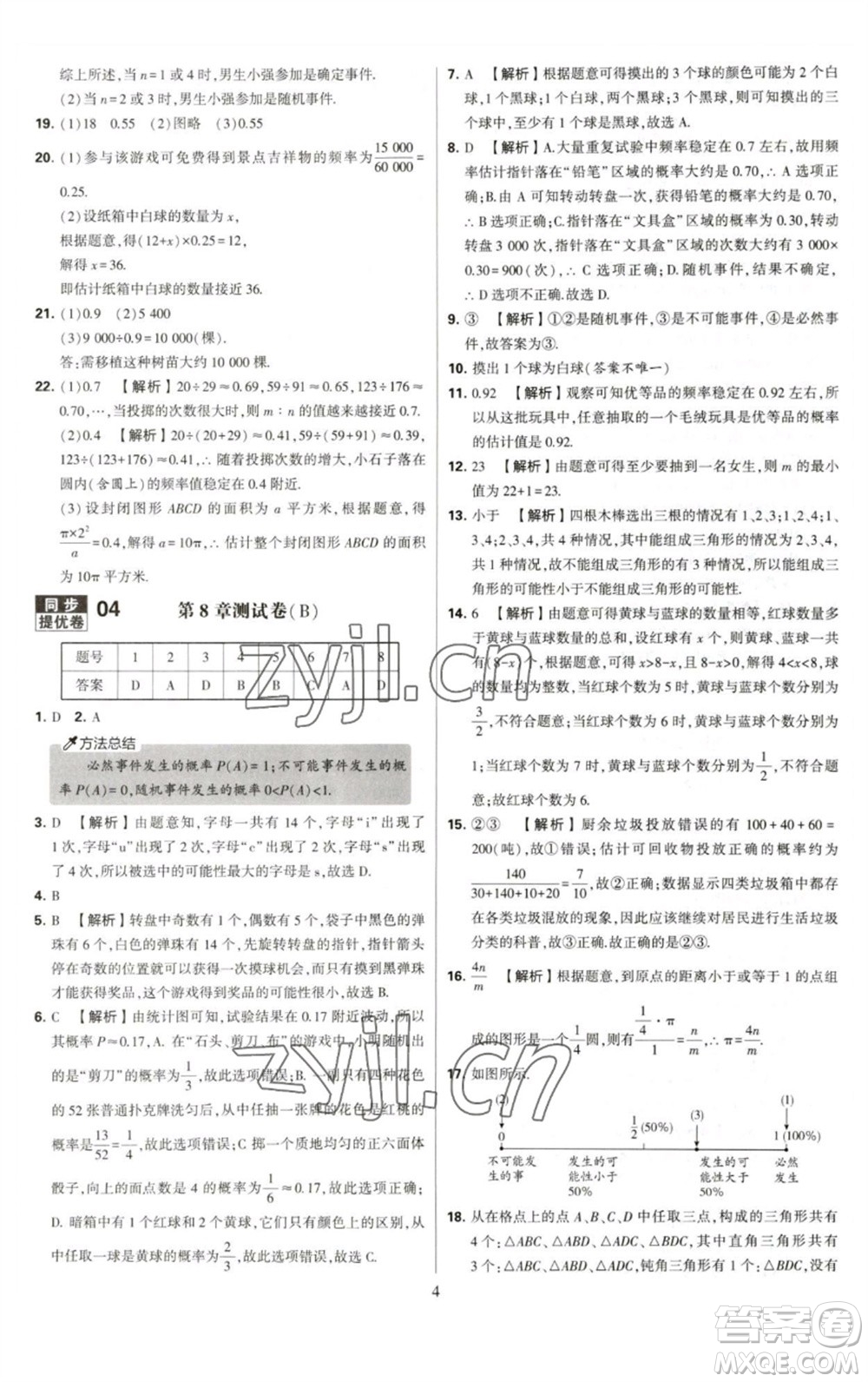 河海大學(xué)出版社2023學(xué)霸提優(yōu)大試卷八年級(jí)數(shù)學(xué)下冊(cè)蘇科版參考答案