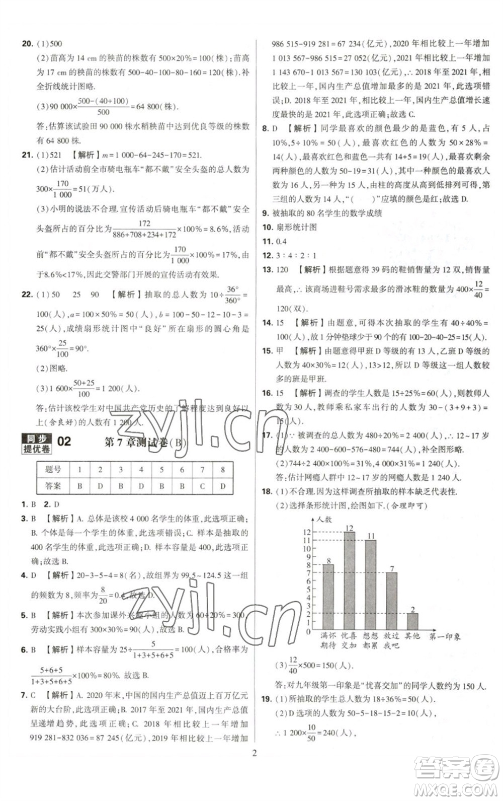 河海大學(xué)出版社2023學(xué)霸提優(yōu)大試卷八年級(jí)數(shù)學(xué)下冊(cè)蘇科版參考答案