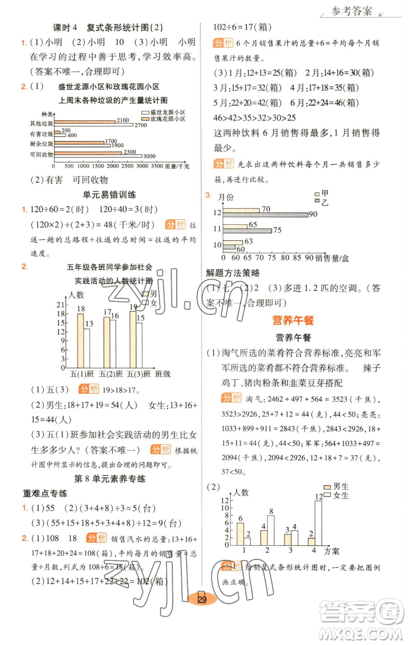 陜西師范大學(xué)出版總社有限公司2023黃岡同步練四年級數(shù)學(xué)下冊人教版參考答案