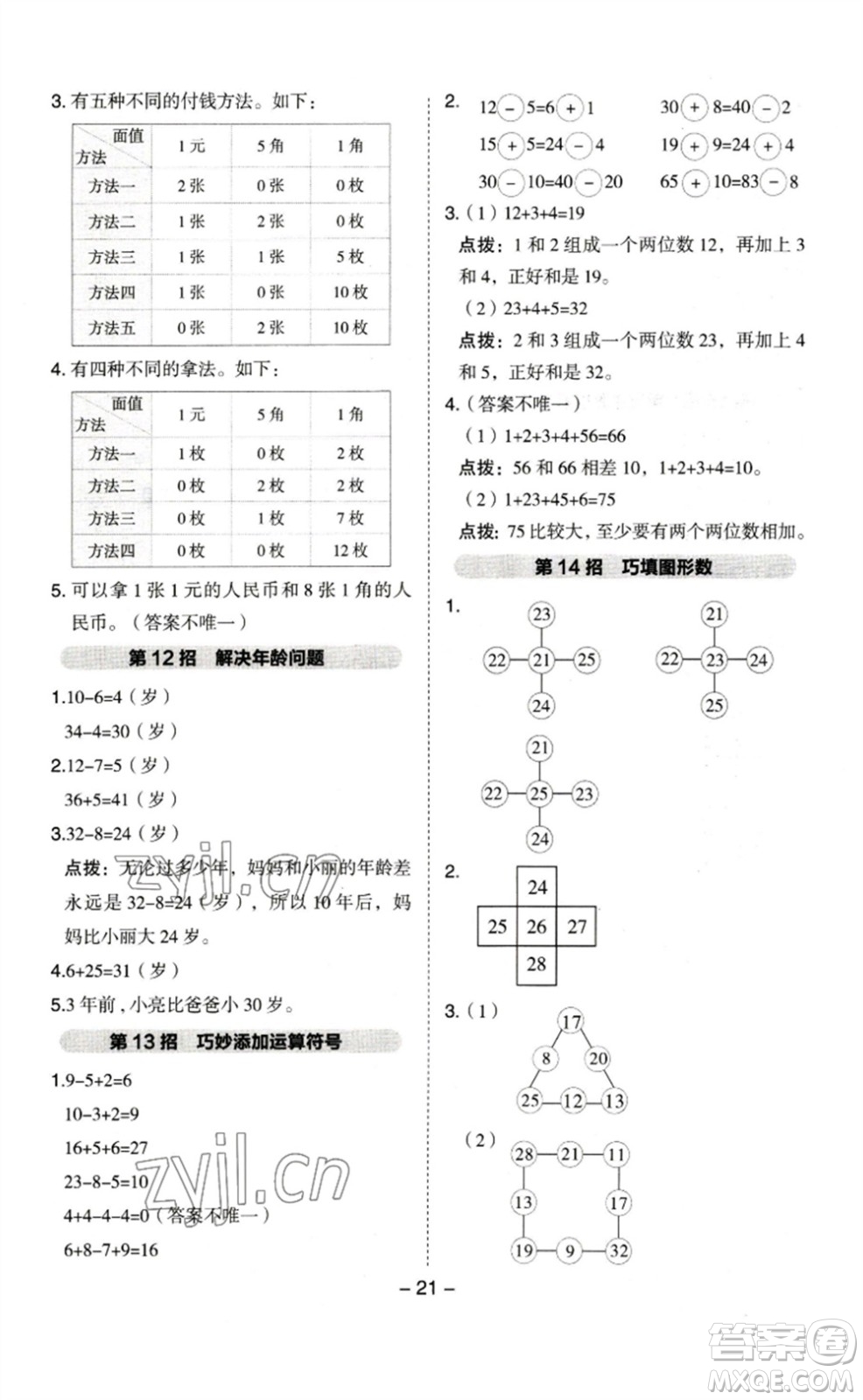 山西教育出版社2023綜合應(yīng)用創(chuàng)新題典中點(diǎn)一年級(jí)數(shù)學(xué)下冊(cè)蘇教版參考答案