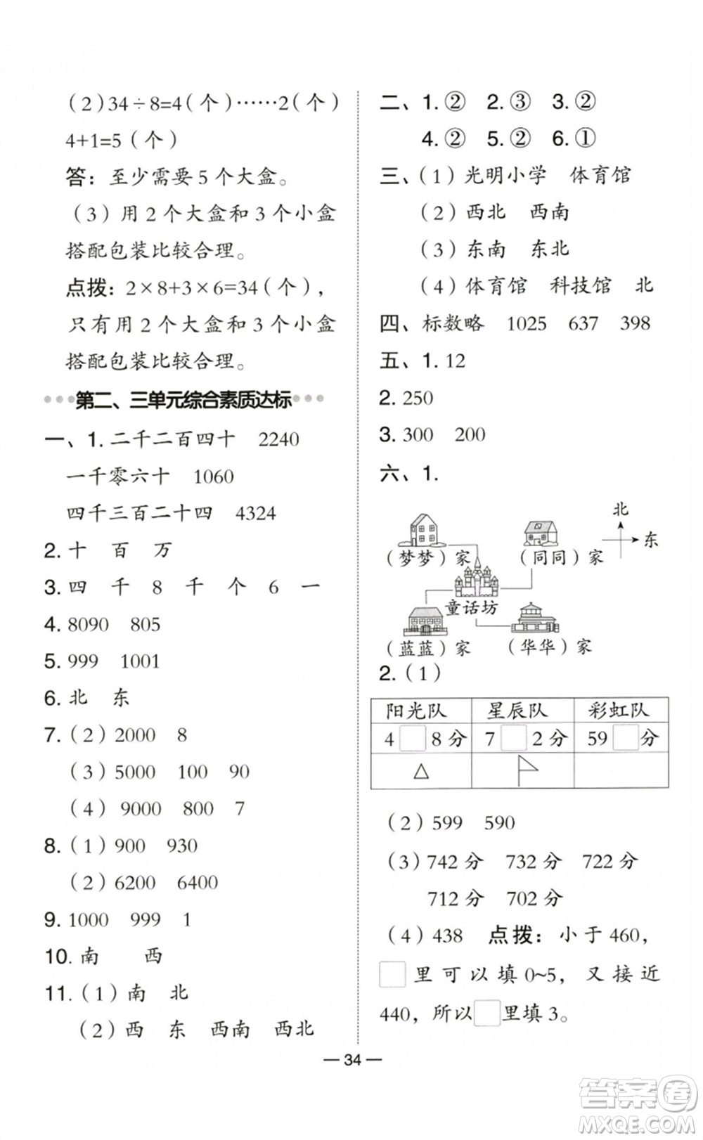 陜西人民教育出版社2023綜合應(yīng)用創(chuàng)新題典中點二年級數(shù)學(xué)下冊北師大版參考答案