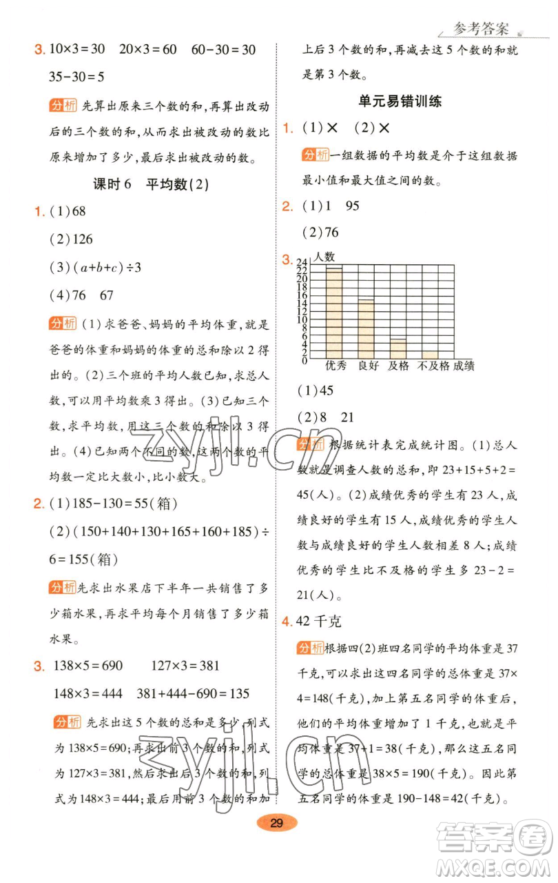 陜西師范大學(xué)出版總社有限公司2023黃岡同步練一日一練四年級(jí)數(shù)學(xué)下冊(cè)北師大版參考答案