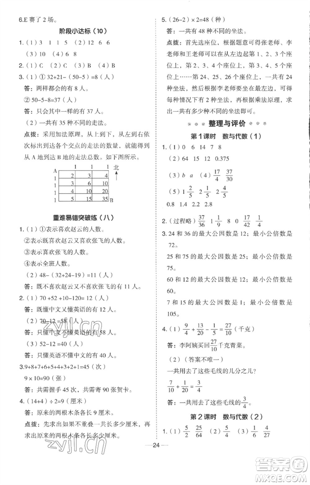 吉林教育出版社2023綜合應(yīng)用創(chuàng)新題典中點五年級數(shù)學(xué)下冊冀教版參考答案