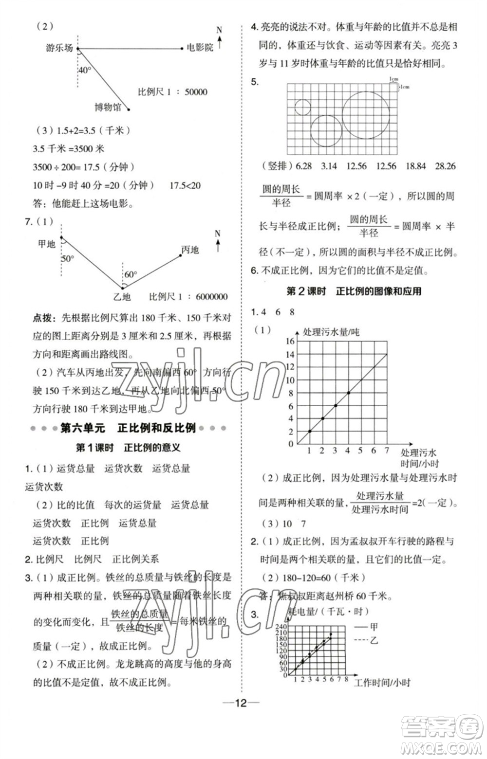 吉林教育出版社2023綜合應(yīng)用創(chuàng)新題典中點六年級數(shù)學(xué)下冊蘇教版參考答案