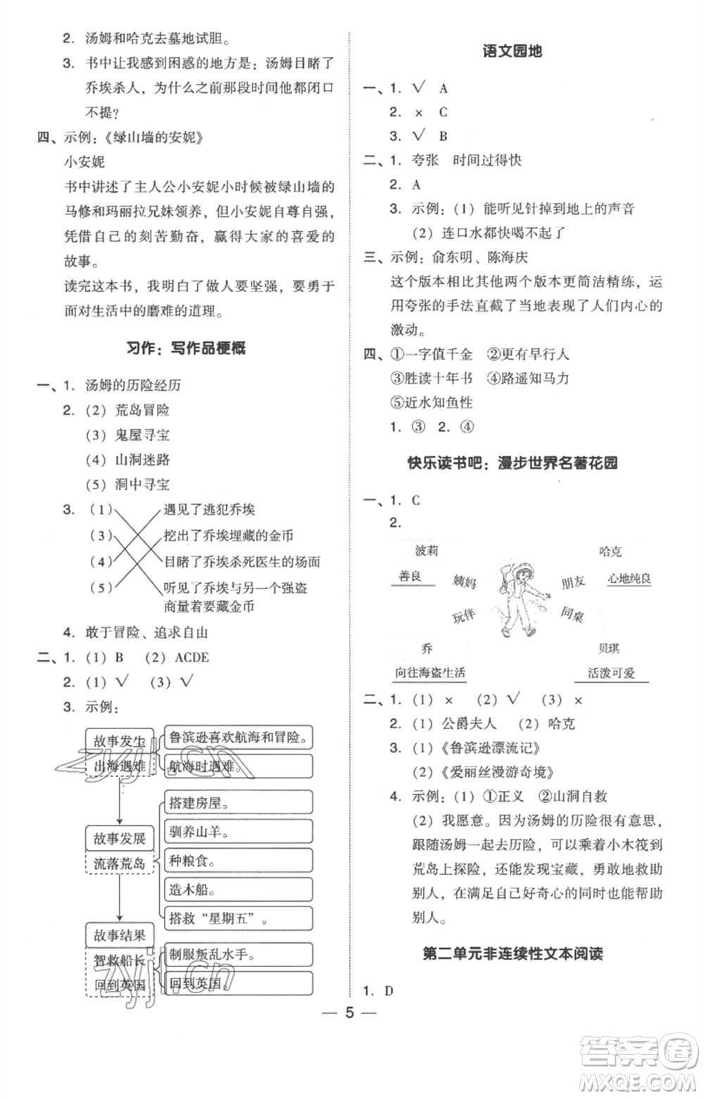 吉林教育出版社2023綜合應(yīng)用創(chuàng)新題典中點(diǎn)六年級(jí)語文下冊(cè)人教版浙江專版參考答案