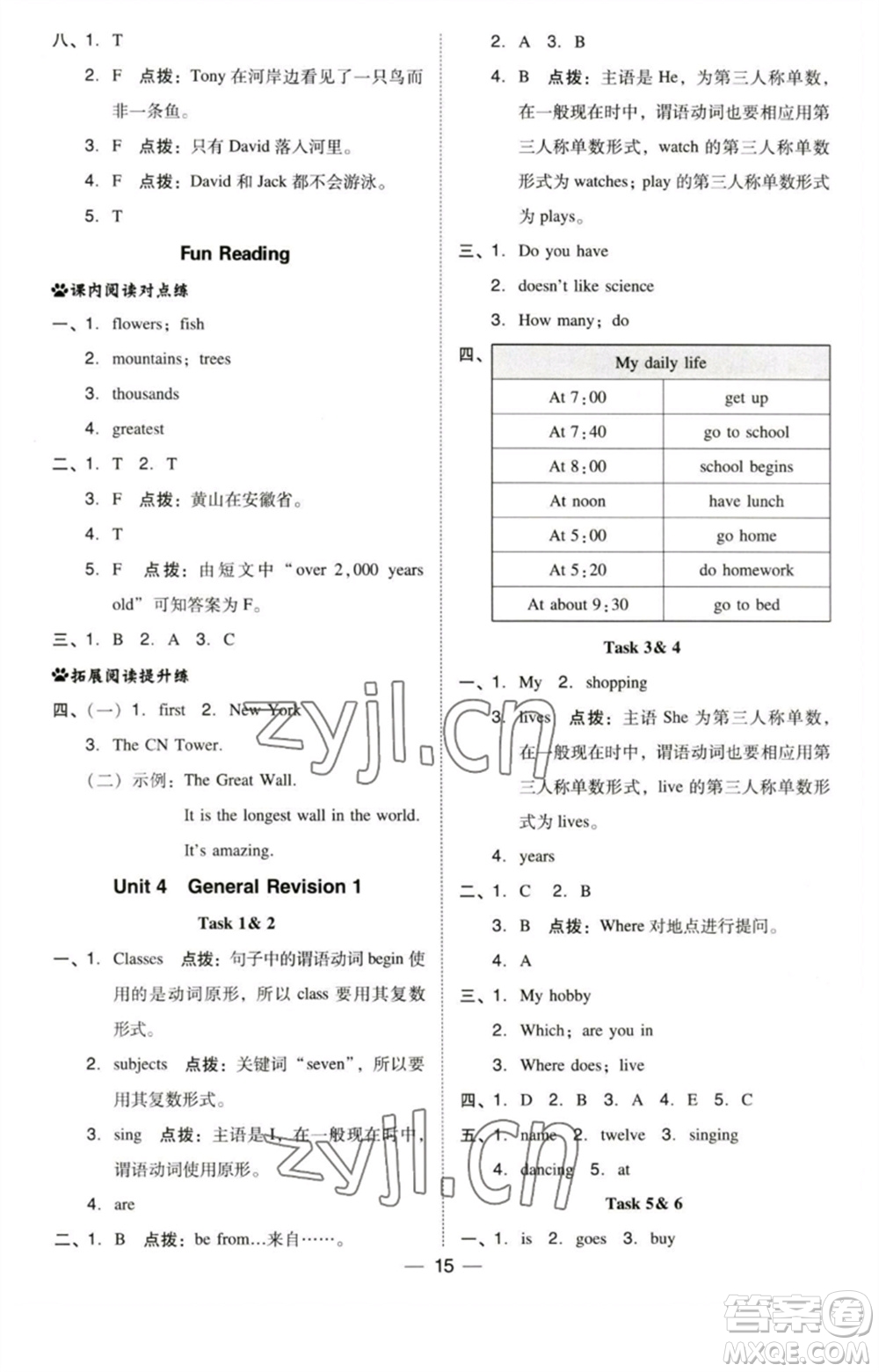 吉林教育出版社2023綜合應(yīng)用創(chuàng)新題典中點(diǎn)六年級(jí)英語(yǔ)下冊(cè)三起點(diǎn)人教精通版參考答案