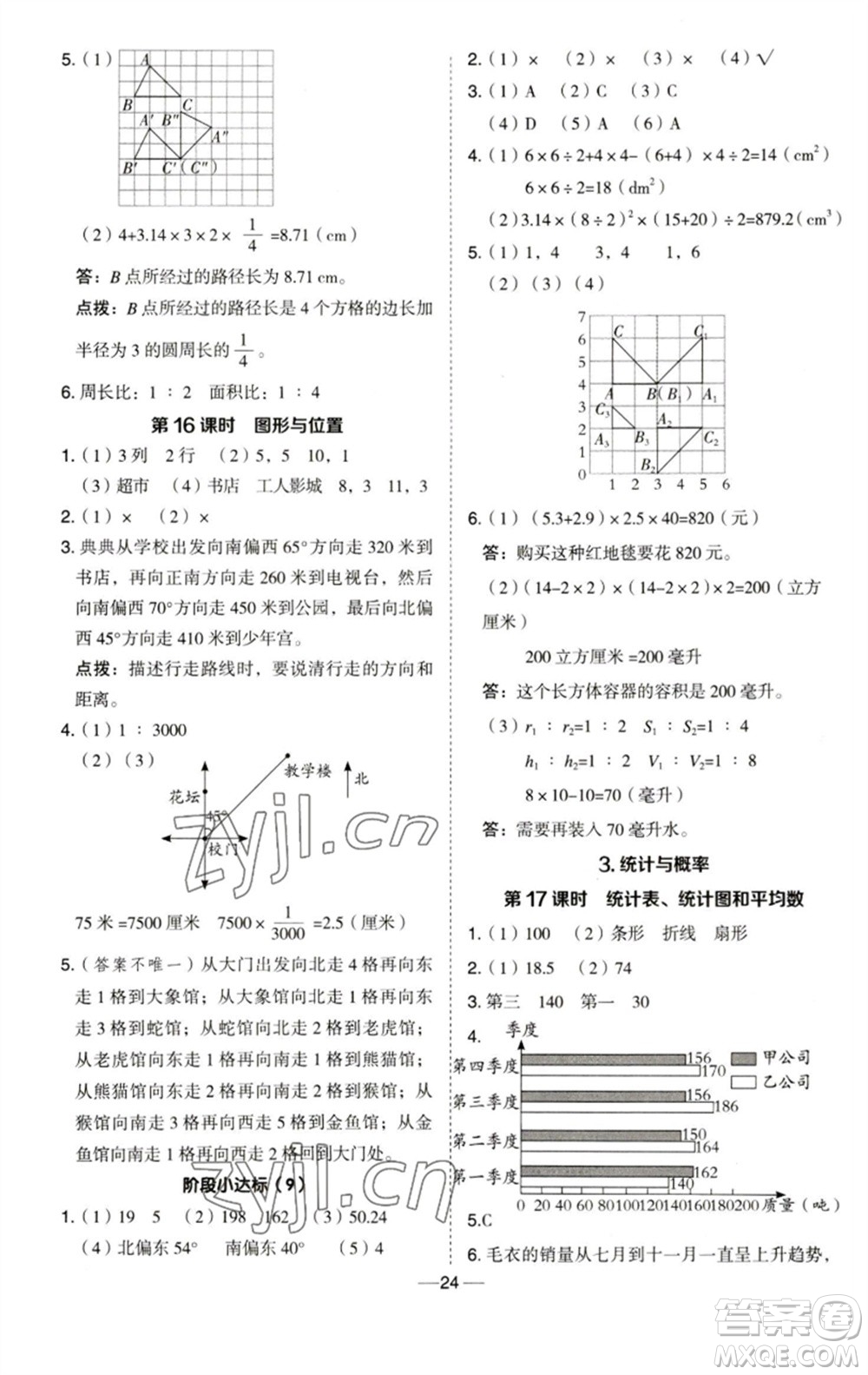 吉林教育出版社2023綜合應(yīng)用創(chuàng)新題典中點(diǎn)六年級(jí)數(shù)學(xué)下冊(cè)青島版參考答案