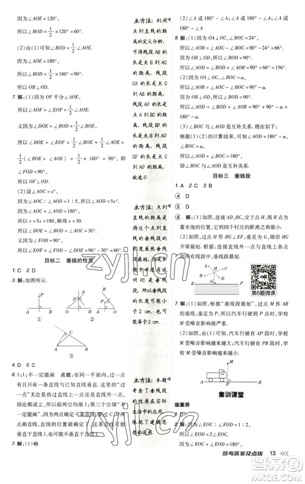 陜西人民教育出版社2023綜合應(yīng)用創(chuàng)新題典中點(diǎn)七年級數(shù)學(xué)下冊北師大版參考答案