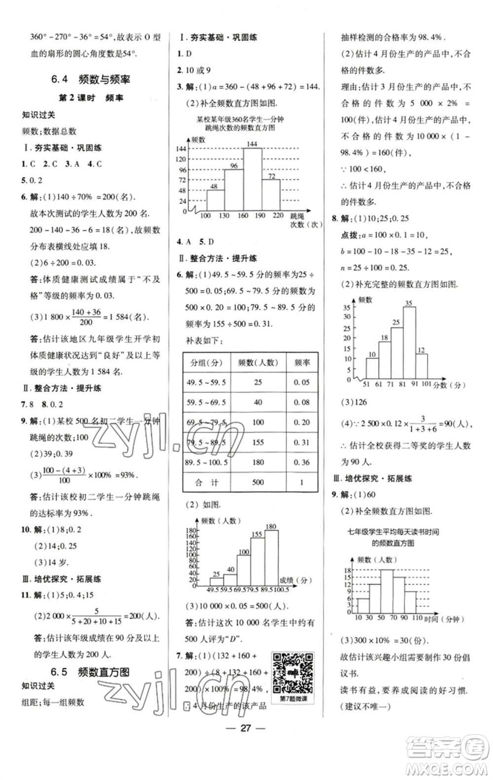 陜西人民教育出版社2023綜合應(yīng)用創(chuàng)新題典中點(diǎn)七年級數(shù)學(xué)下冊浙教版參考答案