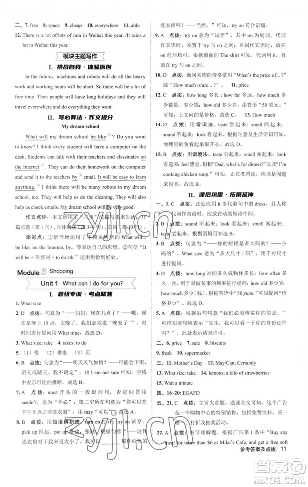 陜西人民教育出版社2023綜合應(yīng)用創(chuàng)新題典中點(diǎn)七年級(jí)英語(yǔ)下冊(cè)外研版參考答案