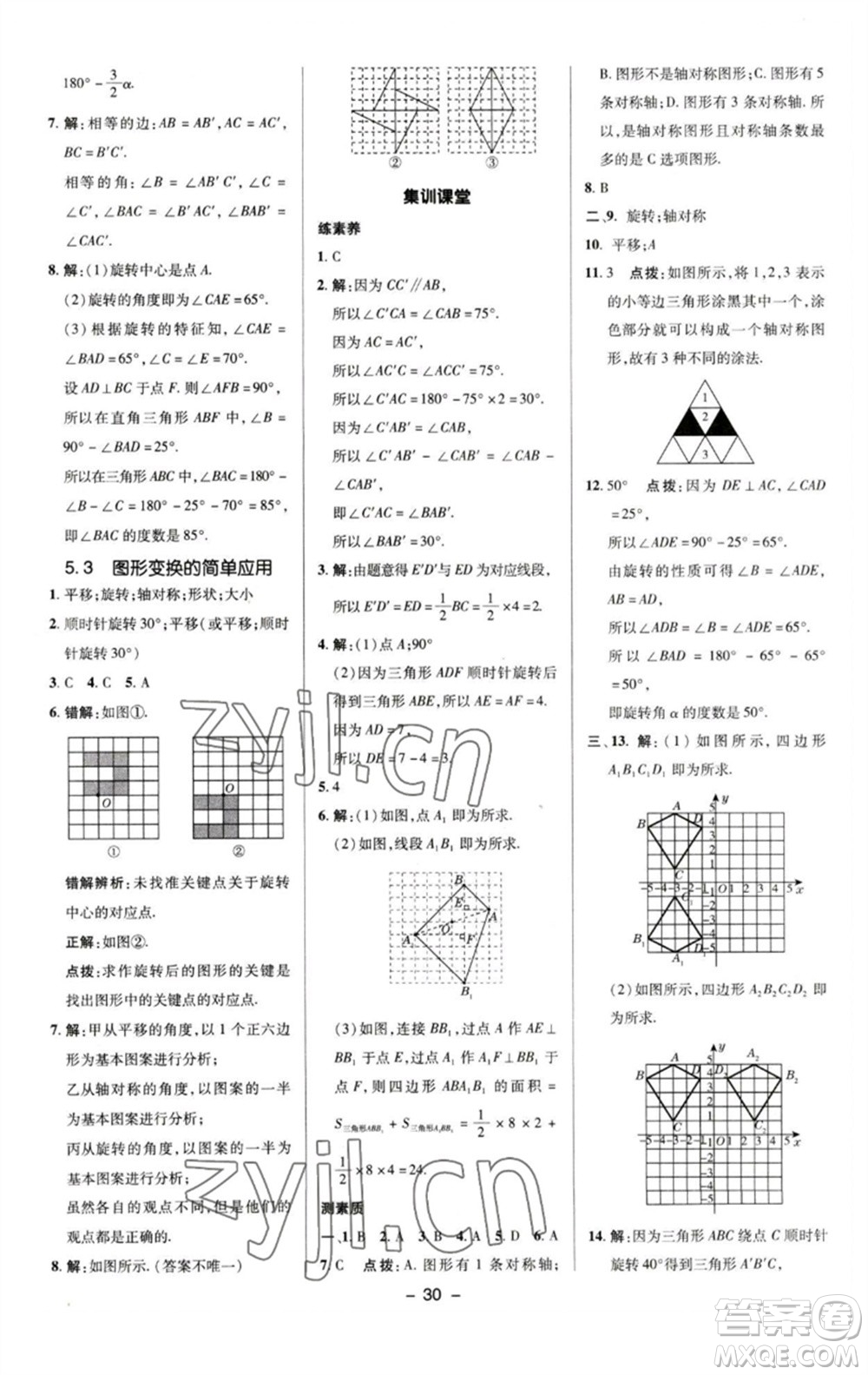 陜西人民教育出版社2023綜合應(yīng)用創(chuàng)新題典中點七年級數(shù)學(xué)下冊湘教版參考答案