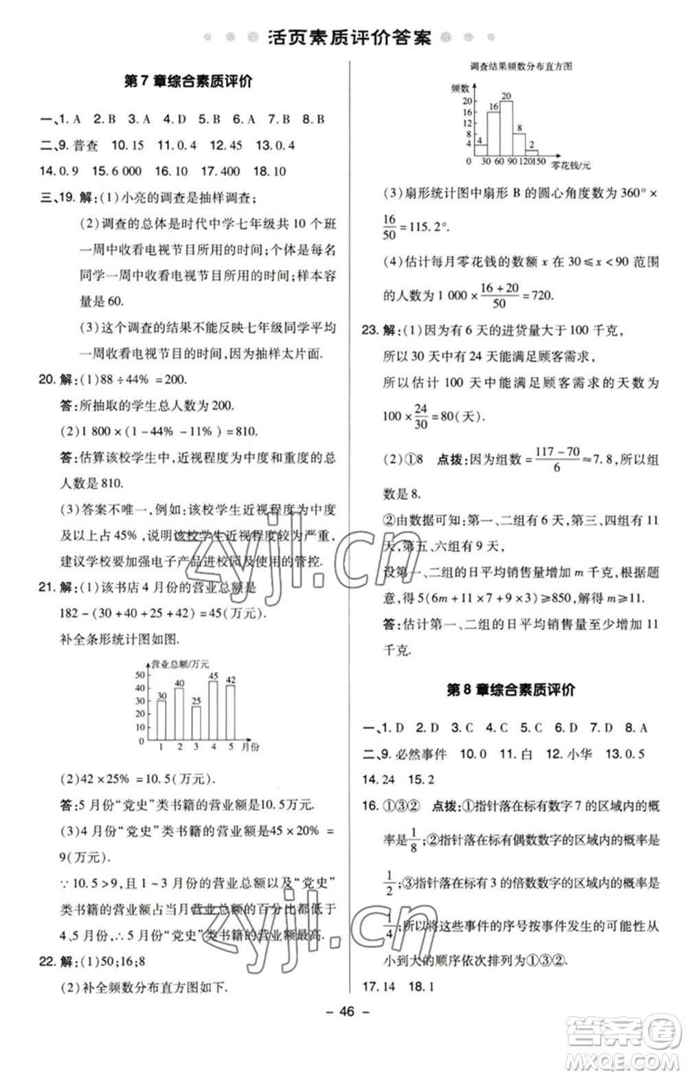 陜西人民教育出版社2023綜合應(yīng)用創(chuàng)新題典中點八年級數(shù)學(xué)下冊蘇科版參考答案