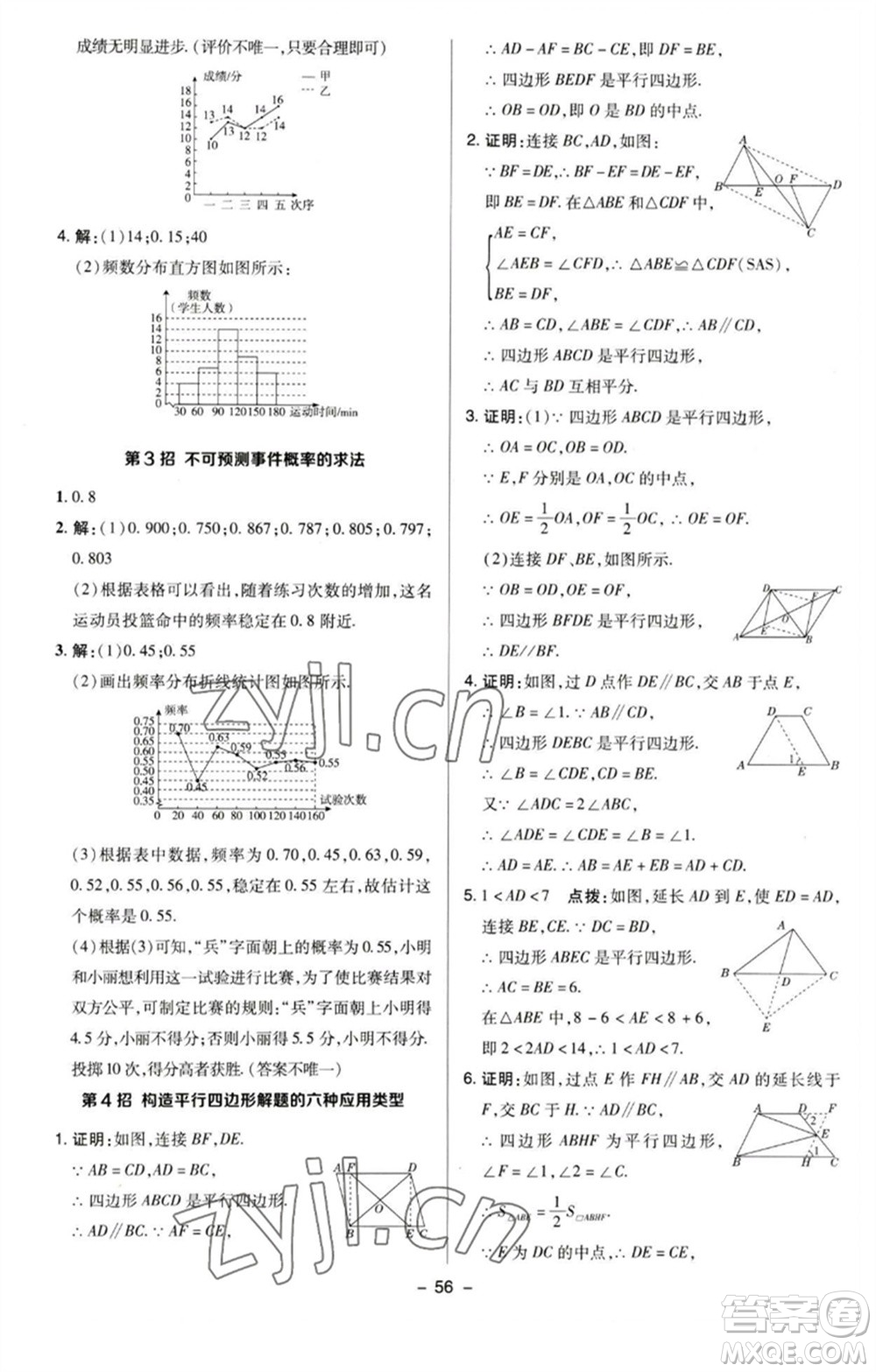 陜西人民教育出版社2023綜合應(yīng)用創(chuàng)新題典中點八年級數(shù)學(xué)下冊蘇科版參考答案