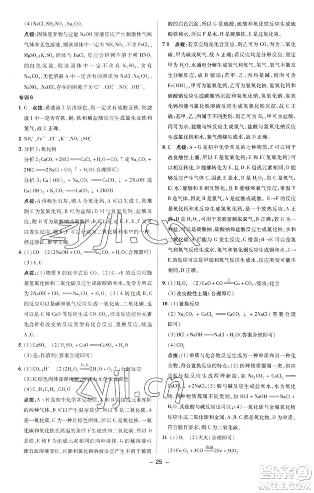 陜西人民教育出版社2023綜合應(yīng)用創(chuàng)新題典中點(diǎn)九年級化學(xué)下冊人教版參考答案