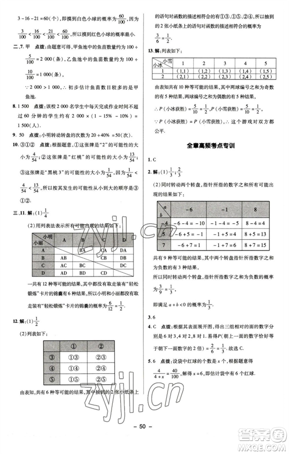 陜西人民教育出版社2023綜合應(yīng)用創(chuàng)新題典中點九年級數(shù)學(xué)下冊蘇科版參考答案