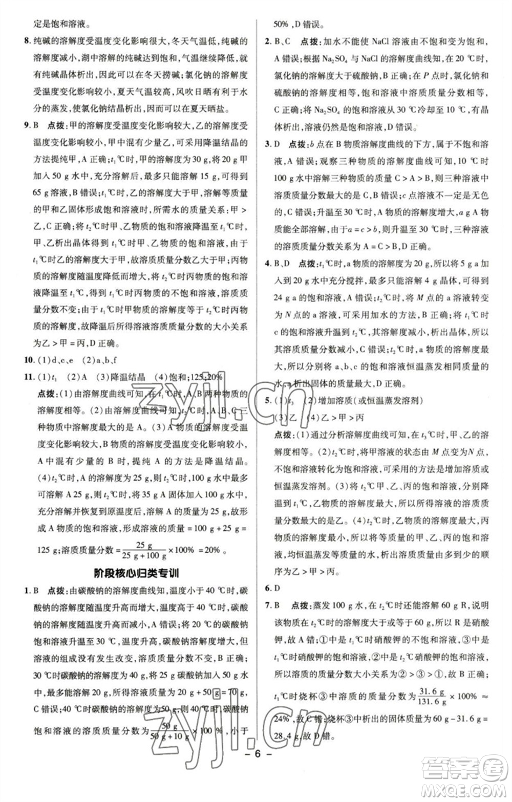 陜西人民教育出版社2023綜合應(yīng)用創(chuàng)新題典中點九年級化學(xué)下冊滬教版參考答案