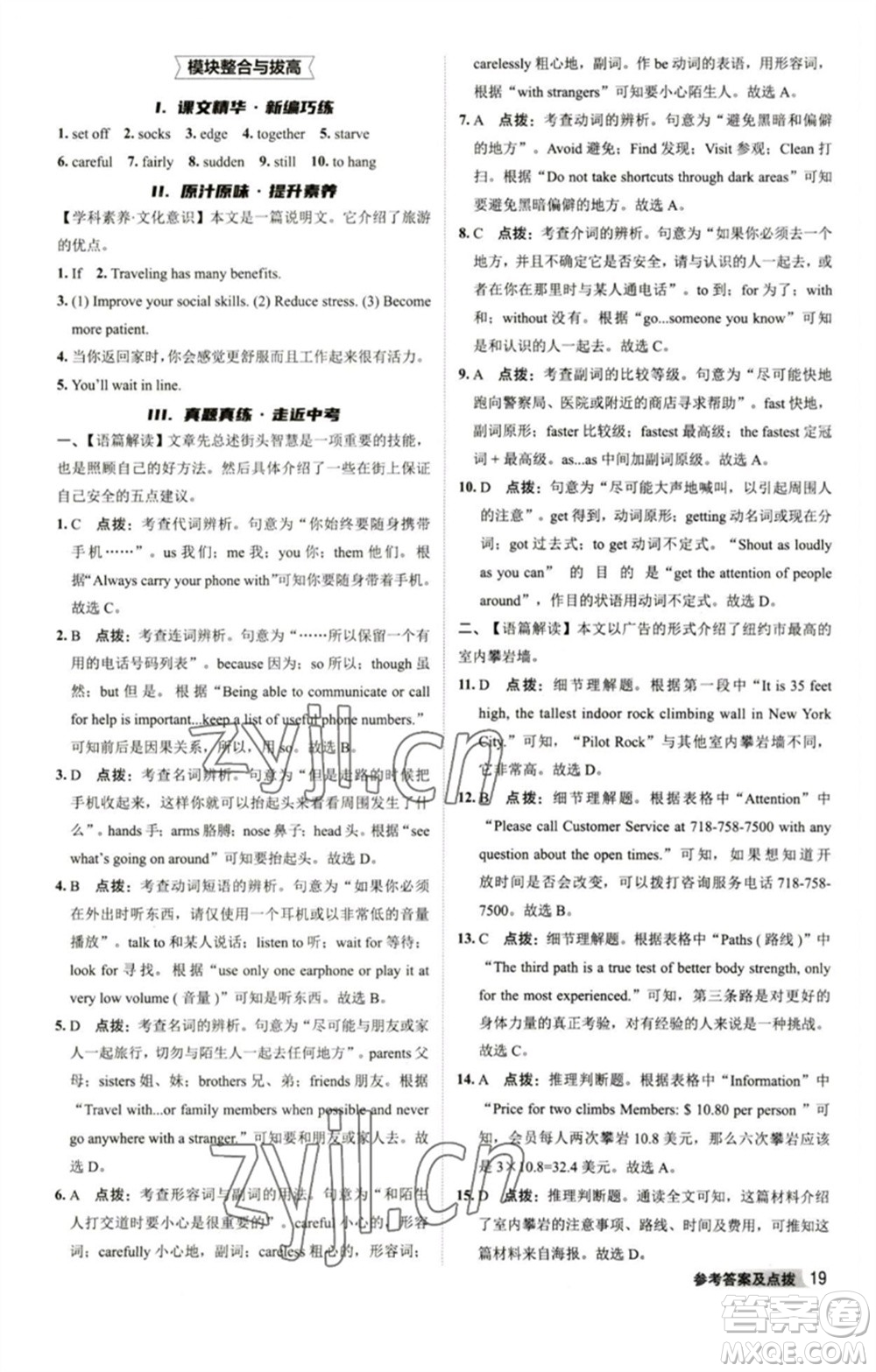 陜西人民教育出版社2023綜合應用創(chuàng)新題典中點九年級英語下冊外研版參考答案