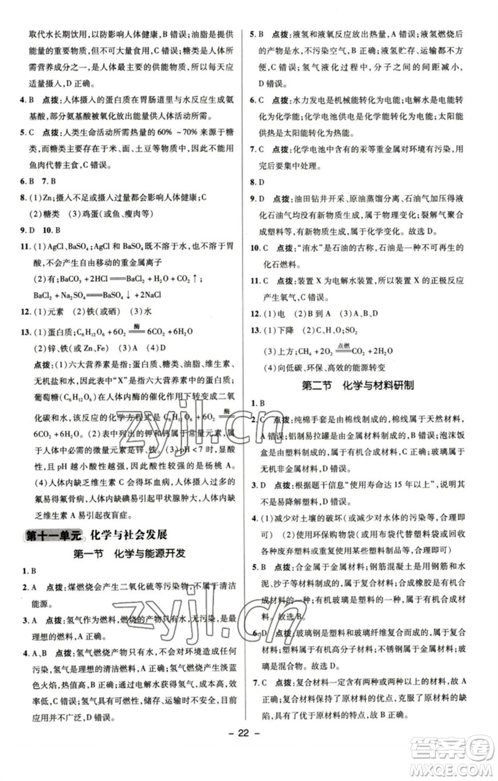 陜西人民教育出版社2023綜合應(yīng)用創(chuàng)新題典中點九年級化學(xué)下冊魯教版參考答案