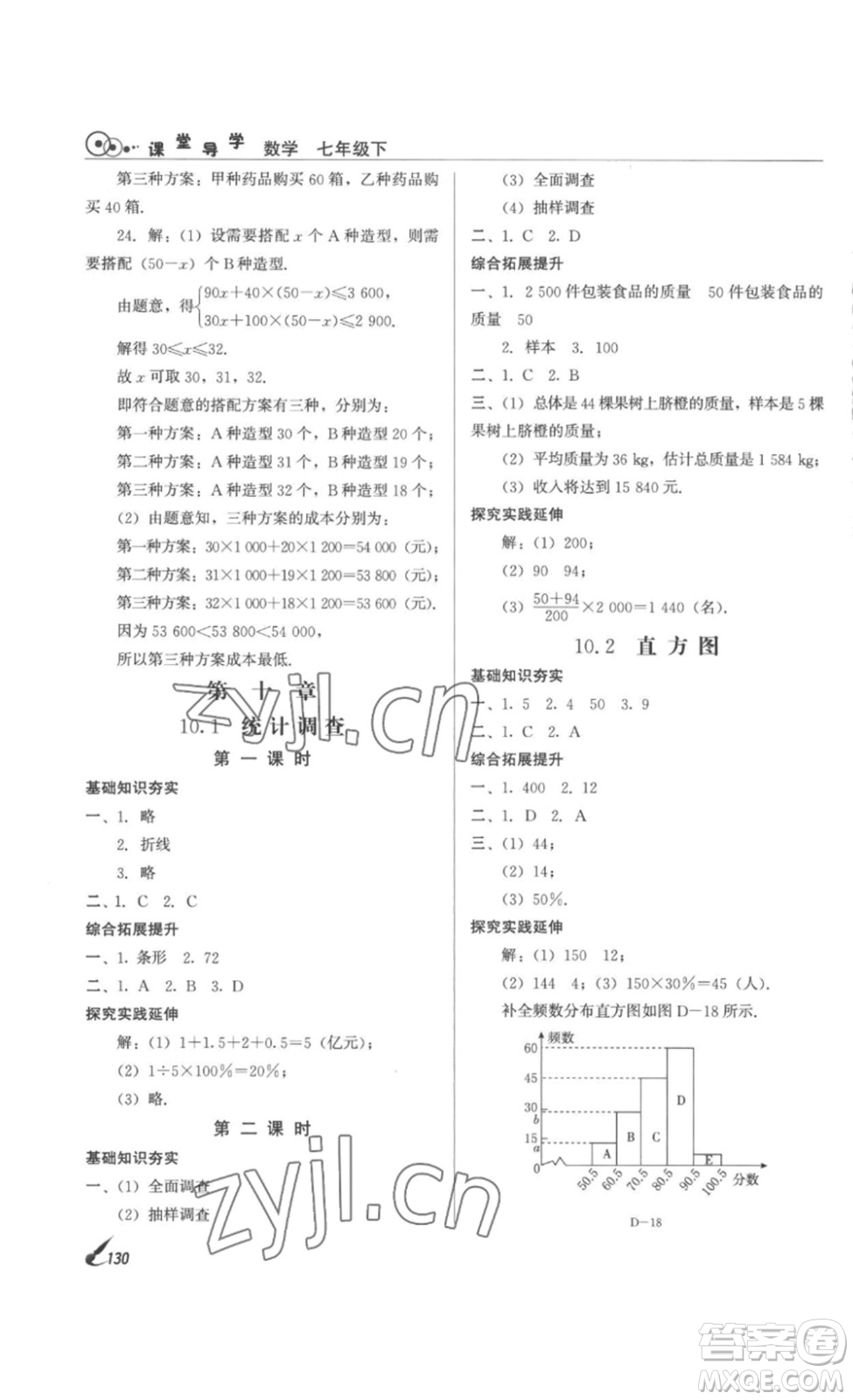 北京時代華文書局2023課堂導(dǎo)學(xué)七年級數(shù)學(xué)下冊人教版答案