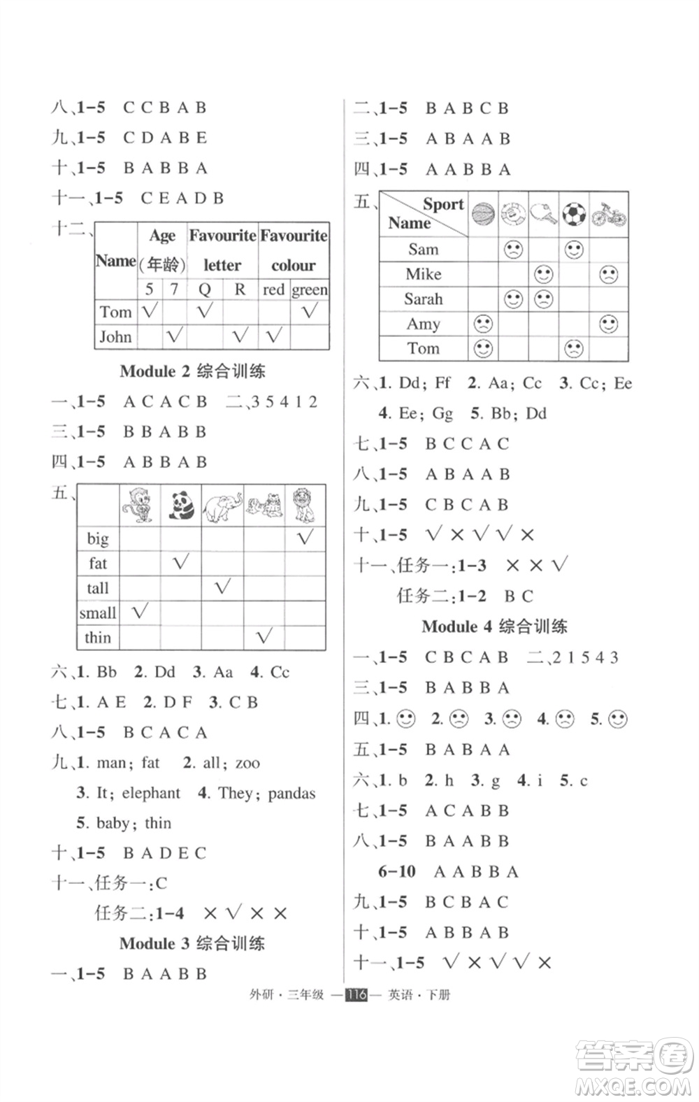 長江出版社2023狀元成才路創(chuàng)優(yōu)作業(yè)100分三年級英語下冊外研版參考答案