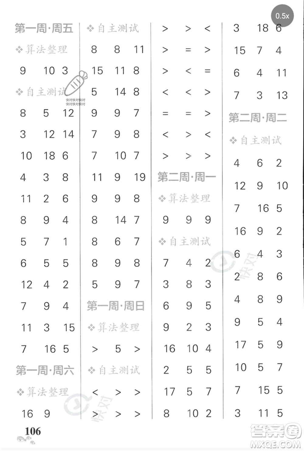 遼寧教育出版社2023小學(xué)學(xué)霸天天計(jì)算一年級數(shù)學(xué)下冊蘇教版河南專版參考答案