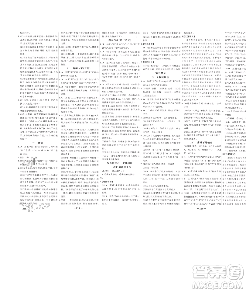 延邊大學(xué)出版社2023世紀(jì)金榜百練百勝九年級(jí)下冊(cè)語(yǔ)文人教版參考答案