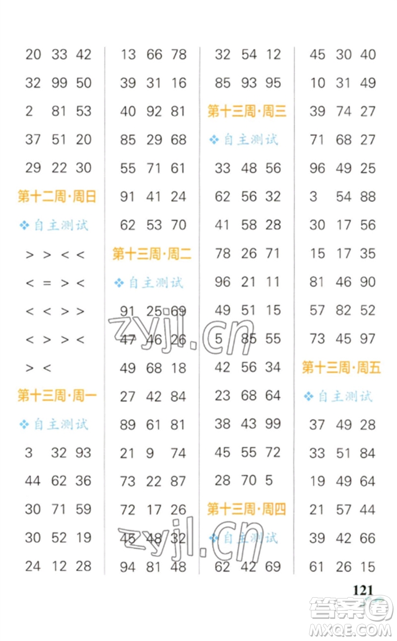 遼寧教育出版社2023小學學霸天天計算一年級數(shù)學下冊人教版參考答案