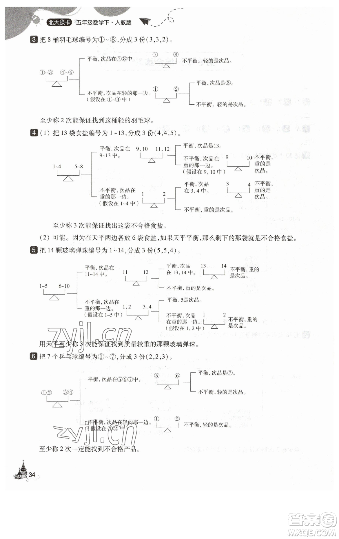 東北師范大學出版社2023北大綠卡五年級下冊數(shù)學人教版參考答案