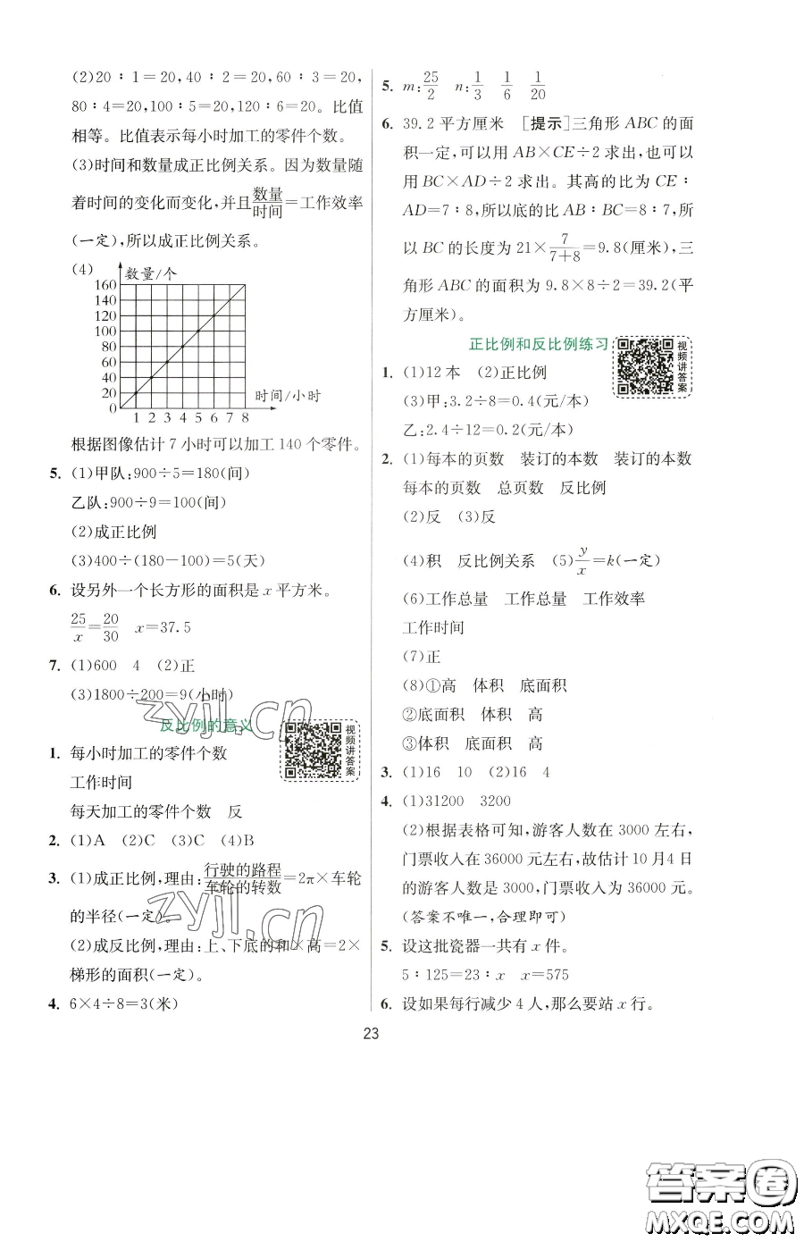 江蘇人民出版社2023實驗班提優(yōu)訓(xùn)練六年級下冊數(shù)學(xué)蘇教版參考答案