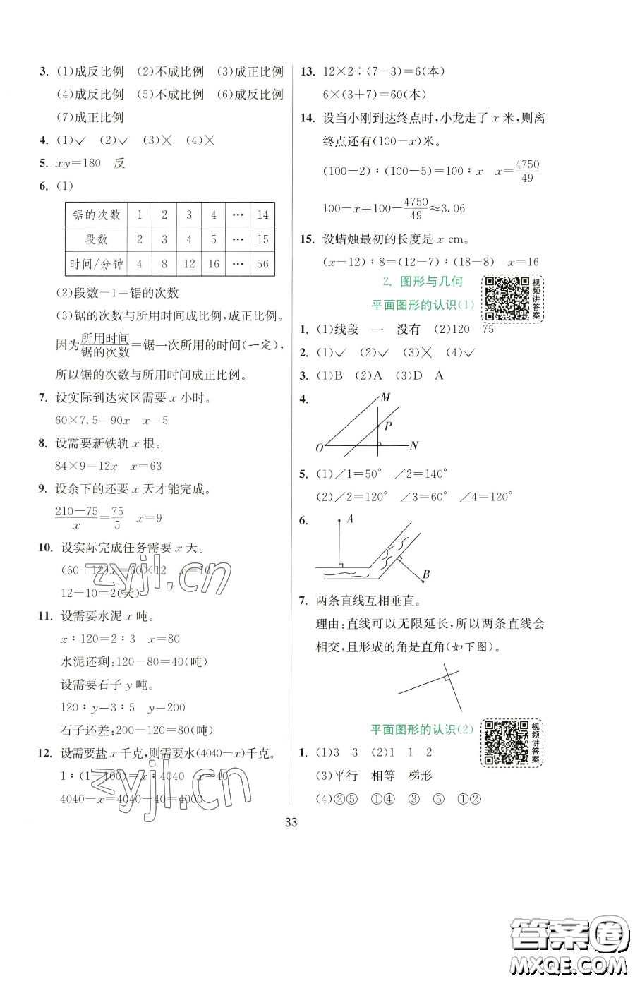 江蘇人民出版社2023實驗班提優(yōu)訓(xùn)練六年級下冊數(shù)學(xué)蘇教版參考答案