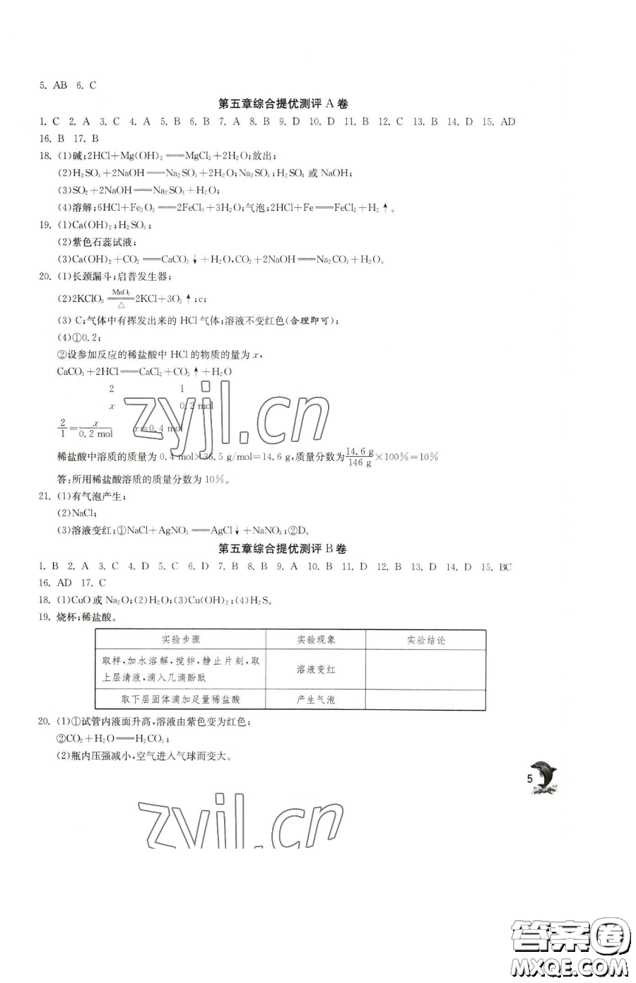 江蘇人民出版社2023實驗班提優(yōu)訓練九年級下冊化學滬教版上海專版參考答案