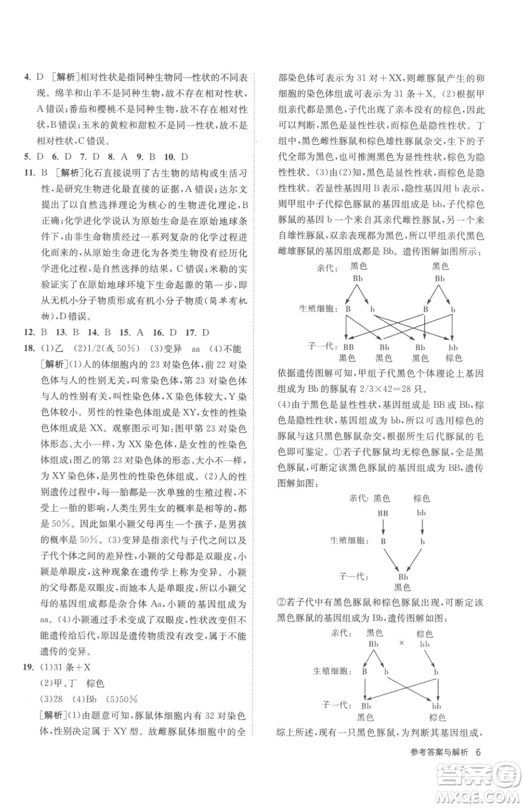 江蘇人民出版社2023春季1課3練單元達(dá)標(biāo)測(cè)試八年級(jí)下冊(cè)生物蘇科版參考答案