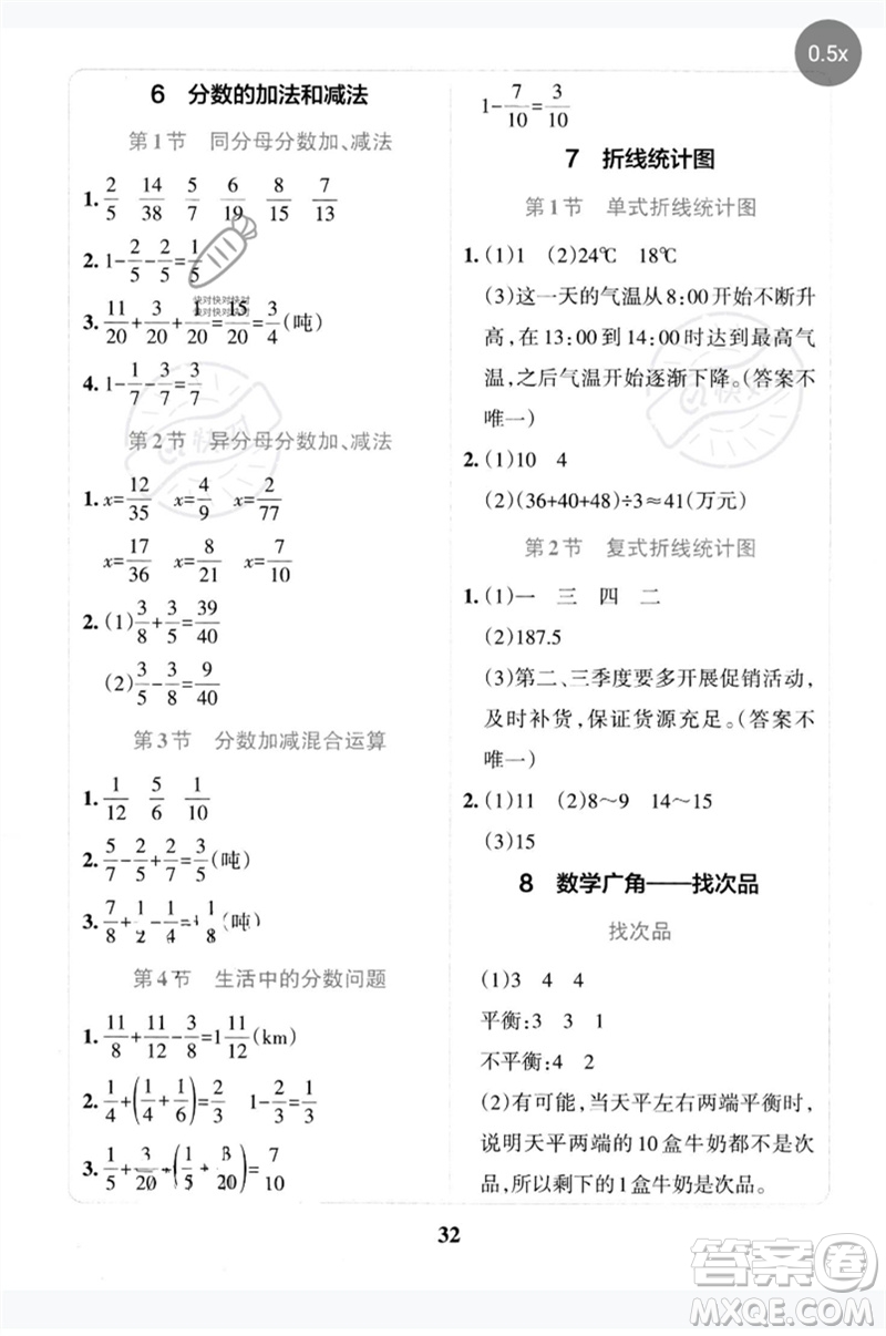 陜西師范大學(xué)出版總社2023小學(xué)學(xué)霸沖A卷五年級數(shù)學(xué)下冊人教版參考答案