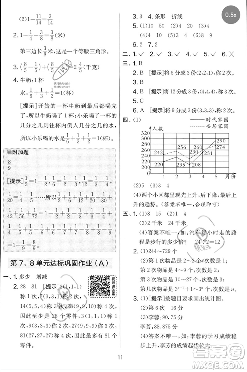 江蘇人民出版社2023春實(shí)驗(yàn)班提優(yōu)大考卷五年級(jí)數(shù)學(xué)下冊(cè)人教版參考答案