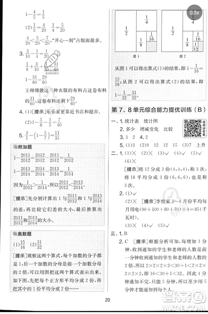 江蘇人民出版社2023春實(shí)驗(yàn)班提優(yōu)大考卷五年級(jí)數(shù)學(xué)下冊(cè)人教版參考答案