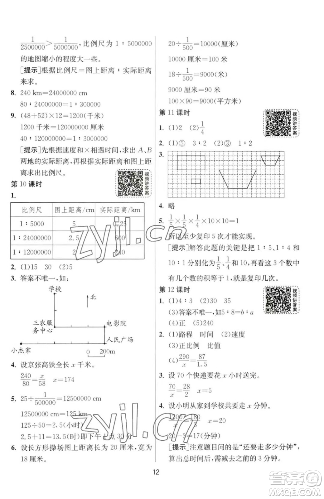 江蘇人民出版社2023春季1課3練單元達(dá)標(biāo)測(cè)試六年級(jí)下冊(cè)數(shù)學(xué)人教版參考答案